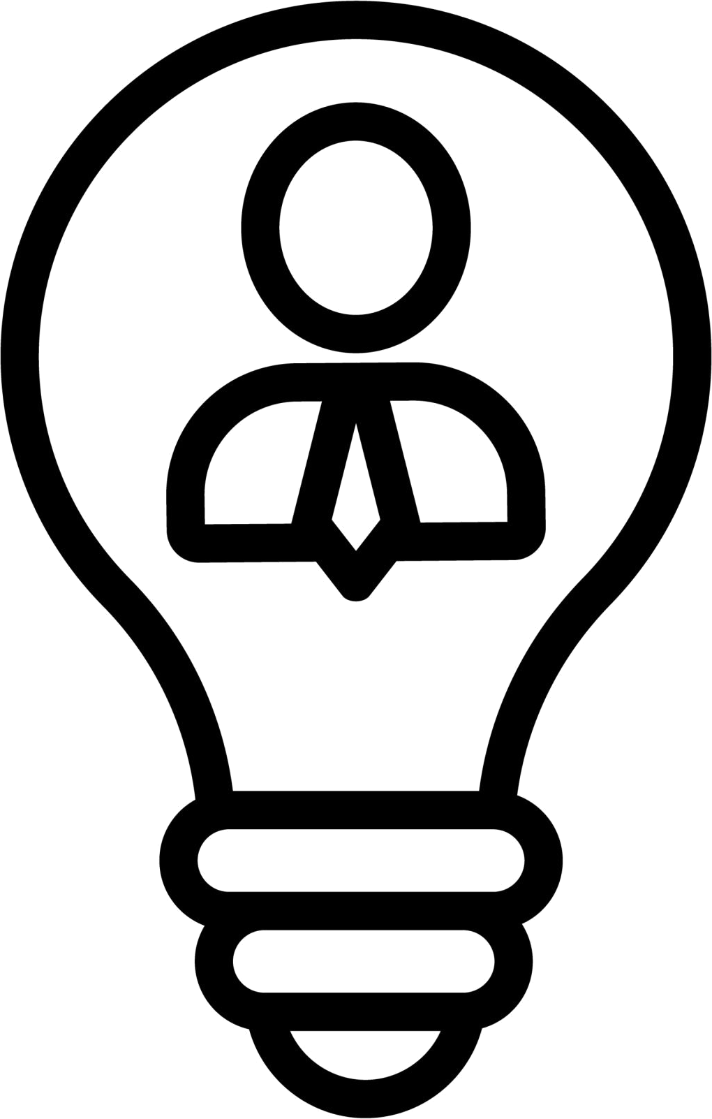 Lightbulb icon containing a person silhouette.